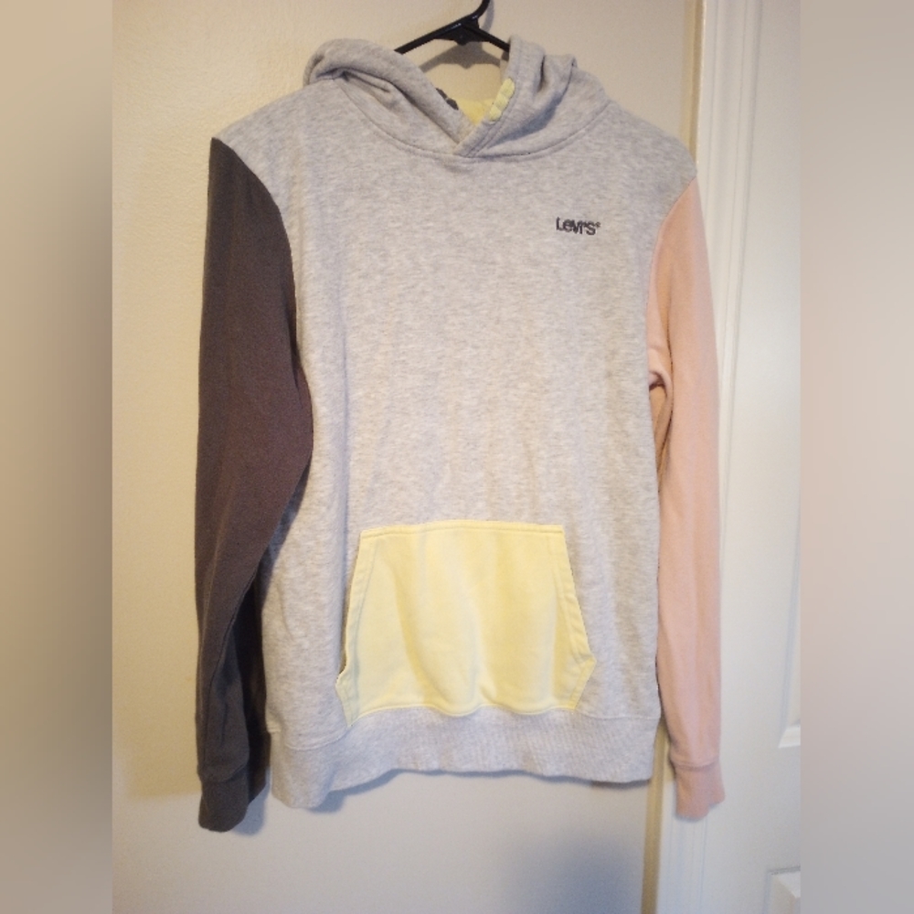 Levi's Girls Colorblock Hoodie in Gray, Pink, Brown & Yellow